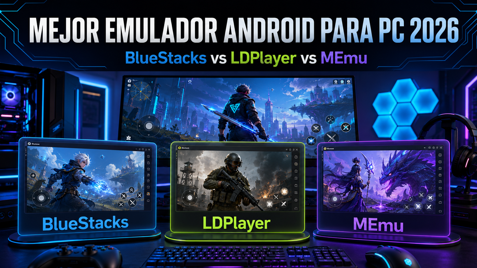 Mejor Emulador Android para PC 2026: BlueStacks vs LDPlayer vs MEmu