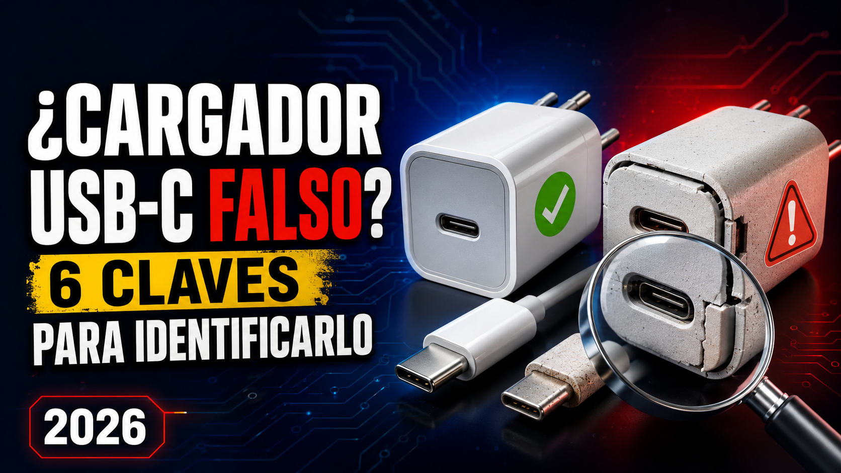 Cargadores USB-C falsos: 6 formas de identificarlos 2026