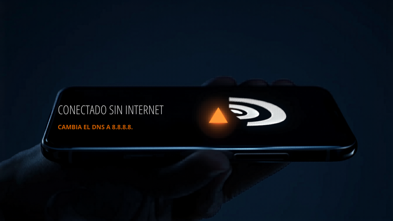 WiFi conectado pero sin internet en Android | Espinality Network Teléfono Android mostrando icono WiFi con triángulo de advertencia naranja indicando conexión sin acceso a internet