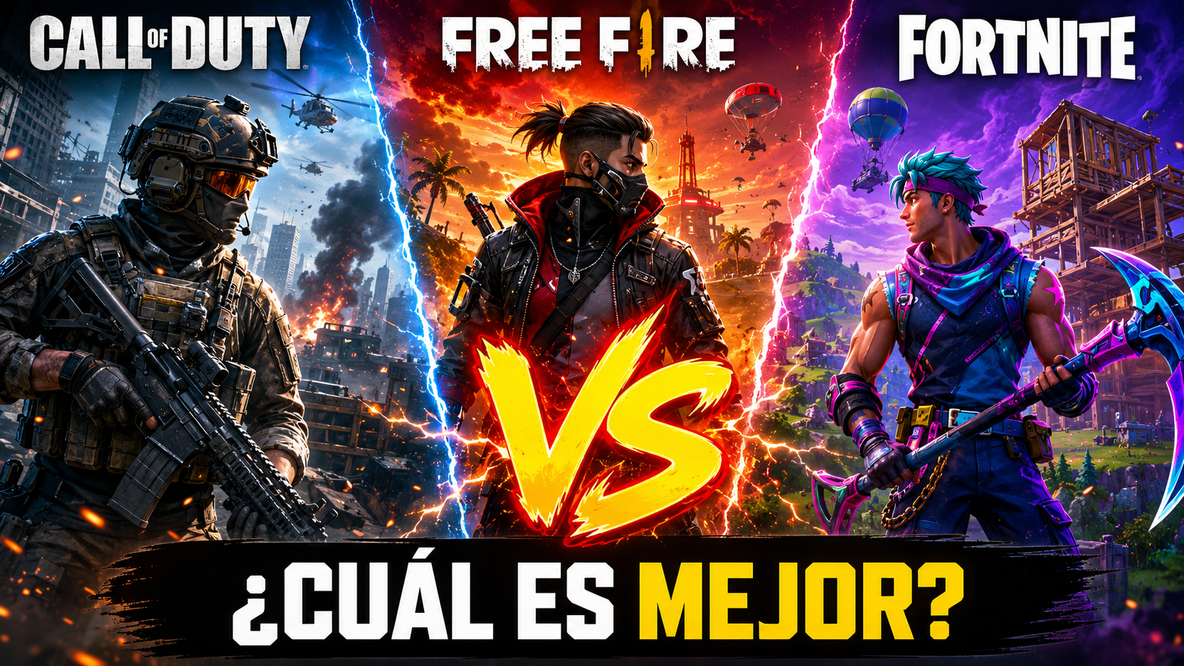 Comparativa Cod vs Free Fire vs Fortnite